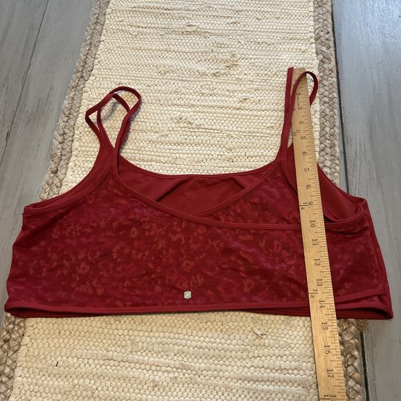 Fabletics Red High Waisted Leopard Mesh Leggings Sports Bra Set Sz XXL Sheer - Picture 3 of 12